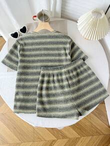 SHEIN 少女条纹针织休闲套装 - 彩色 - 查看 4