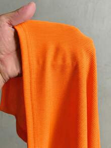 Slaydiva Vestido de manga corta con abertura lateral, hombros caídos y color rosa para vacaciones de principios de primavera en tallas grandes - Naranja - Ver 7