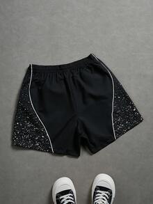 Aesthetic Post Men's Summer Casual Polka Dot Print Drawstring Waist Shorts - Black - View 2