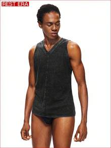 1 chiếc áo ba lỗ nam thoải mái và thời trang in hình bông tuyết - màu đen - Xem 4