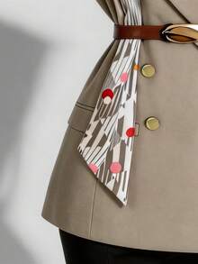 Endroma 优雅浪漫简约通勤女式西装外套，采用面料拼接设计 - 彩色 - 查看 3