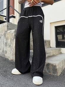 PAVTROS Pantalones con textura y brillo para jóvenes - Negro - Ver 3