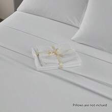 Cirelle 3/4-Piece Bed Sheets Set,1Bed Sheet,1Fitted Sheet,1/2Pillowcases With Elegant 3-Line Embroidery - Soft & Silky Hotel Style Bedding - Deep Pocket Fitted Sheets - Wrinkle Free & Machine Washable - White - View 7