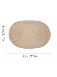 1/6pcs Simple Gradient Milk Coffee Color Oval Polyester Placemat - Khaki - View 5