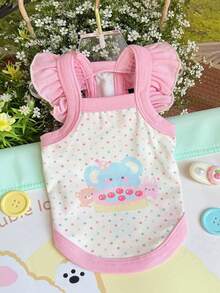 PETSIN 1 chiếc áo khoác đeo chéo cho thú cưng mùa xuân hè, họa tiết hoạt hình dễ thương, màu pastel, phù hợp cho chó và mèo nhỏ. - Nhiều màu - Xem 9