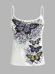 IslaSuriya Women's Butterfly Print Casual Versatile Daily Wear Camisole Top - Multicolor - View 3