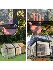 Heavy Duty Waterproof Transparent Tarp - Suitable For Patio, Porch, Garden, Camping And More - Plastic Material, Rain & UV Resistant, Outdoor Sunshade Porch Cover - Multicolor - View 7
