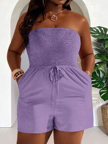 Slaydiva Jumpsuit Tanpa Lengan Bahu Terbuka Gaya Kasual Pintar Musim Panas Warna Ungu untuk Pantai, Rompi Pakaian Barat Ukuran Plus Wanita, Pakaian Konser Festival Rave Gaya Klasik - Purple - View 8