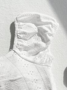 SHEIN 少女休闲舒适提花针织套头衫 - 白色 - 查看 3