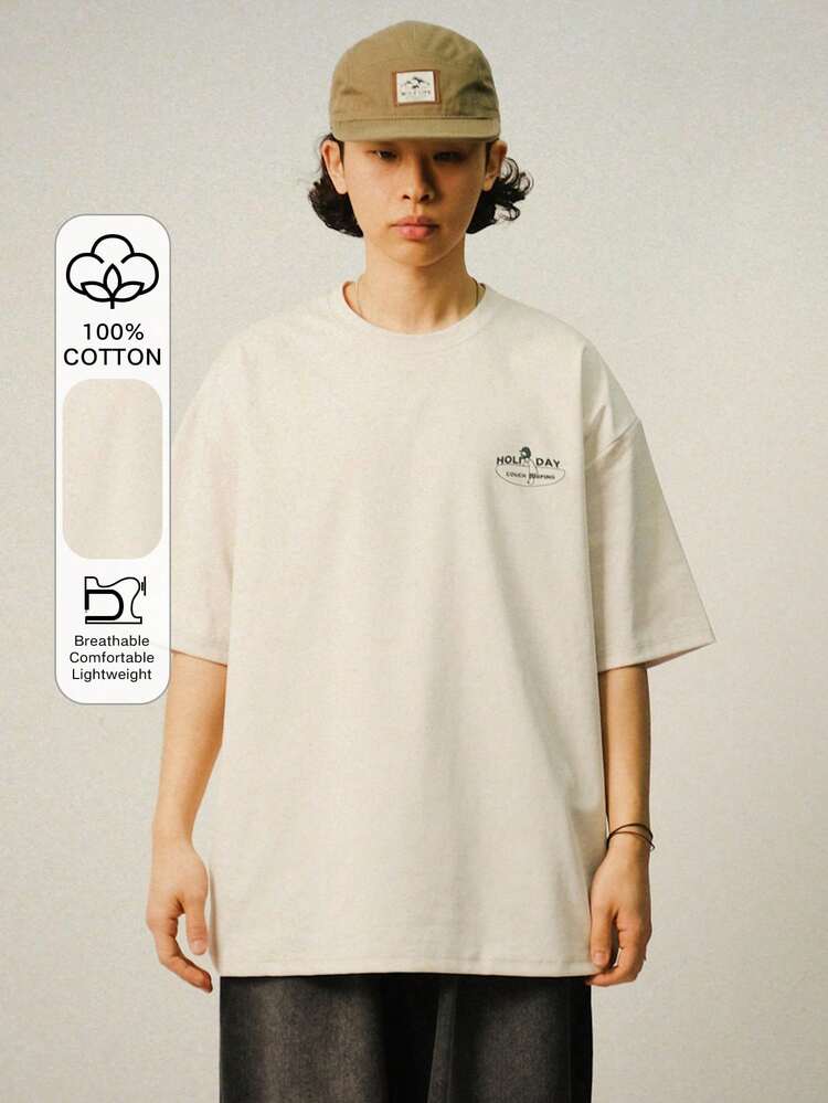 Men's Summer Round Neck Short Sleeve Casual T-Shirt With Letter Print,Graphic Tees