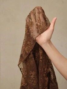 Anewsta Blusa elegante de mujer con transparencias de encaje y agujero para el pulgar, adecuada para fiestas y vacaciones - Marrón Chocolate - Ver 5