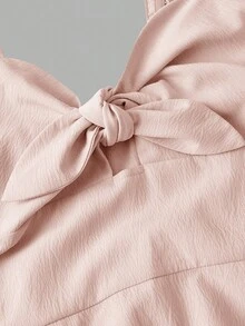 SHEIN MOD 女士纯色前系结优雅吊带中长连衣裙 - 淺粉色 - 查看 5