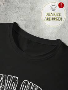 Manfinity EMRG Áo vest nam không tay màu đen, in hình thần Cupid đính đá ở phía trước + chữ S đính sao đính đá ở phía sau, kiểu dáng đường phố Mỹ, thích hợp cho mùa hè, đi nghỉ mát, dự tiệc, biểu diễn và mặc hàng ngày. - màu đen - Xem 3