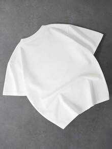 PAVTROS Plus Size Men's Simple Round Neck Short Sleeve T-Shirt, Fashionable For Summer - White - View 2