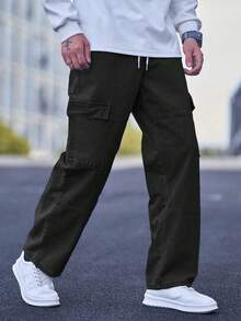 Manfinity Homme Plus Size Men's Casual Loose Fit Cargo Pocket Jeans - Grey - View 4
