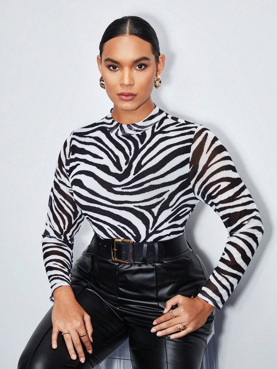 Maija Áo lưới cổ cao tay dài kẻ sọc ngựa vằn cỡ lớn dành cho nữ, thích hợp mặc từ xuân hè. Phù hợp cho các dịp như: tiệc tùng, đi biển, đám cưới, kỳ nghỉ, thường ngày, lễ Thánh Patrick, lễ Phục sinh, mùa hè, tiệc tùng, đi biển, kỳ nghỉ hè, đi chơi, tốt nghiệp. - Đen và trắng - Xem 1