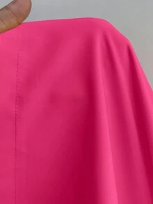 Maweii 2pcs/Set Asymmetric Hem Loose Yellow Casual Vacation Commute Plus Size Outfits, Suitable For Spring, Summer, Autumn Fall - Hot Pink - View 6