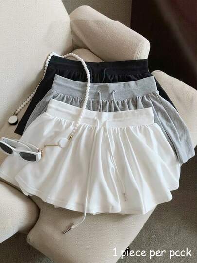 Resyla Women's Solid Color Waist Cinching A-Line Skirt, Spring/Summer