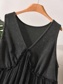 SHEIN Cosyjoi Plus Size Women Sleeveless Casual Washed Denim Dress New Arrival Dress For Women Casual Good Quality Dress Latest Dress Womens Dress Black Dress Casual Dress For Women Summer Dresss - Black - View 3