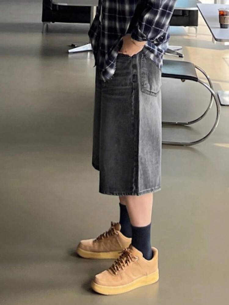 Black Washed Distressed Men's Denim Shorts