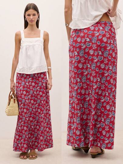 Nöista Chân váy maxi cạp cao làm từ chất liệu vải in họa tiết nhẹ, với kiểu dáng mềm mại, tôn dáng. Chất liệu mềm mại, thoáng khí và rủ nhẹ, hoàn hảo cho trang phục mùa hè, trang phục mùa xuân và trang phục lễ Phục sinh. Lý tưởng cho trang phục đi nghỉ mát, trang phục đi biển, phong cách thường ngày thanh lịch và vẻ ngoài sang trọng từ ban ngày đến ban đêm.