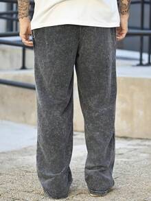 Devon Thys Men's Solid Color Casual Sweatpants Black Washed Pants Black Sweatpants Men Men Black Joggers Washed Black Pants Men Black Denim Sweatpants Black Washed Sweatpants Washed Sweatpants Acid Wash Sweatpants Vintage Sweatpants - Black - View 2