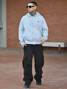 Devon Thys Men's Casual Solid Color Cargo Jogger Pants - Black - View 1