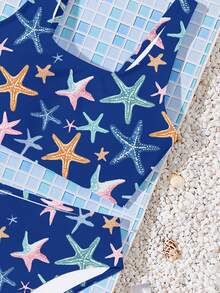 少女休闲印花圆领吊带背心式比基尼套装，包含上衣和三角泳裤，适合夏季穿着 - 彩色 - 查看 8