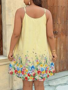 SHEIN VCAY Plus Size Vacation Spaghetti Strap Summer Boho Dress - Yellow - View 2