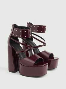 CUCCOO LuxiPop Giày cao gót nữ - Màu Đỏ Sâu - Xem 2