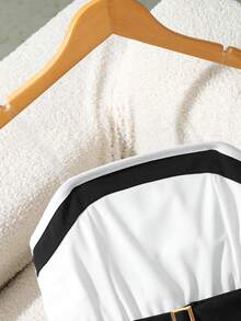 Bộ áo liền quần hai dây đơn sắc thời trang mùa hè cho bé gái, có thắt lưng, quần ống rộng không tay, thích hợp mặc hàng ngày, dự tiệc hoặc đi làm. - màu đen - Xem 8