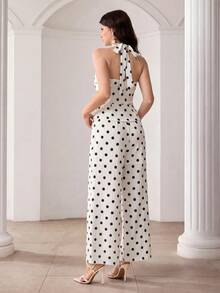 Modelyn Bộ trang phục tối giản dành cho nữ, thích hợp mặc hàng ngày hoặc dự tiệc, thiết kế mới mùa xuân/hè, không tay, màu trơn, dây chéo, cúc kim loại, set 2 mảnh thời trang gồm áo và quần. - trắng - Xem 3