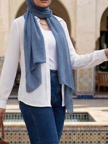 Calvaya Camisa básica transparente lisa y sencilla con cuello, blusa de manga larga para otoño para mujer en color blanco - Blanco - Ver 4