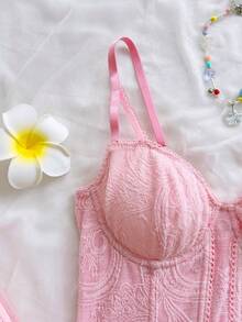 Soleia Trang phục mùa xuân/hè mới, phong cách thường ngày, đi nghỉ mát, đi biển, dự đám cưới, lễ tốt nghiệp, tiệc brunch, ngày lễ Thánh Patrick, kỳ nghỉ xuân, lễ Phục sinh, lễ hội âm nhạc, thanh lịch, phong cách boho, nhiệt đới, không tay, chất liệu dệt kim, dây buộc, áo hai dây, áo corset ren cho nữ. - Màu Hồng baby - Xem 3