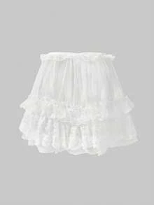 1 Piece Of Four-Season Retro Lace Fart Curtain, Lolita Style Flower Printing Element Decoration, Fashionable Stacking Single Item - White - View 5