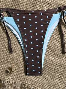SHEIN Swim Vcay 新款春夏波点撞色抽绳裤女士两件套比基尼套装 - 彩色 - 查看 7