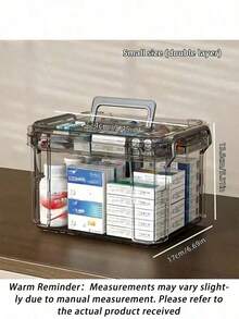 1pc Dual Layer Transparent PVC Pill Box - Convenient Medication Storage Box, Suitable For Home & Travel, No Power Needed, Lightweight & Portable, Matte Surface, Can Be Placed On Tabletop, Independent Design, Capacity Less Than 3.2 Cubic Feet, Max Height 27 Inches, Waterproof, Flip-Top Closure, Multi-Purpose Storage Box - Grey - View 15