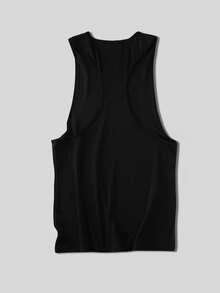 GymBeat 150g Graphic Print Round Neck Sports Vest With Narrow Straps - Black - View 2