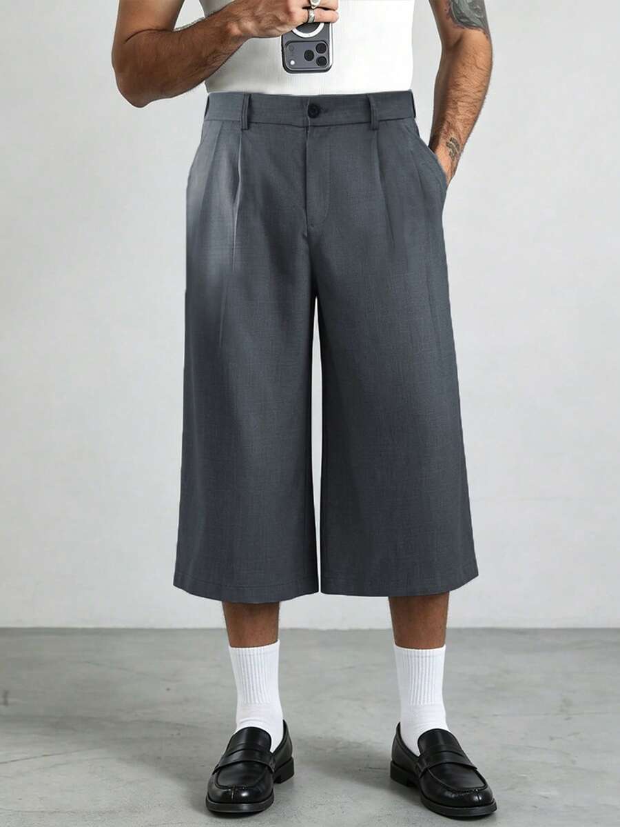 HUEFORM Pantaloni casual grigi da uomo con vestibilità morbida e lunghezza 3/4 - Grigio Scuro - Visualizzare 1