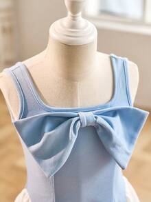 SHEIN 女童编织方领3D蝴蝶结无袖休闲连衣裙 - 彩色 - 查看 10