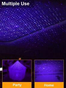 Teckwe 1pc Romantic LED USB Galaxy Star Projector Night Light For Car Ceiling And Room Ceiling - multicolor - View 5