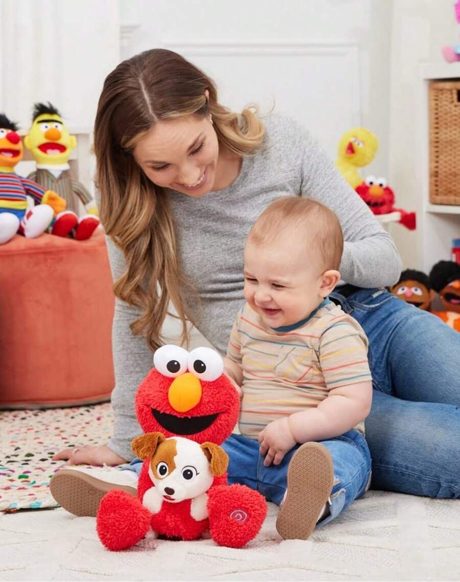 Spin Master Red Monster Character Plush Doll Holding Puppy, Soft Stuffed Character Plush With Cute Companion Dog Design, Decorative Plush Toy For Collection, Display Or Gift Idea