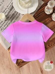 女童可爱卡通星星印花短袖T恤，夏季新款休闲百搭上衣，童装 - 彩色 - 查看 3