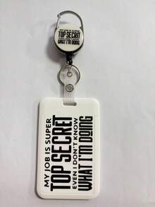 1Set Retractable ID Badge Holder With Easy Pull Buckle & Keychain, Card Cover For Office & Daily Use - multicolor - View 9