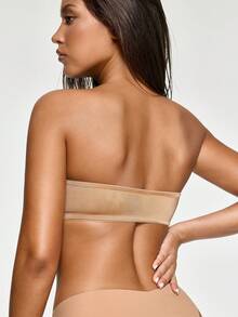 SHAPORA 1pc Apricot Front-Clasp Underwire Padded Slip-Resistant Removable Strap Bra For Women - Apricot - View 3