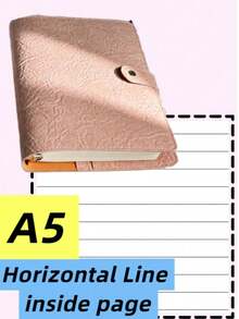 SHEIN Cuaderno de hojas sueltas A5/A6 con líneas horizontales/en blanco/cuadrícula, con una suave cubierta de piel desmontable para una escritura fluida y suave, útil para estudiantes, oficina y útiles escolares, vuelta al cole - Multicolor - Ver 35