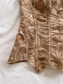Soleia 女士無肩帶蕾絲束胸上衣，鏤空刺繡修身上衣，卡其色，夏季波西米亞風，優雅獨特，適合度假與夜晚場合 - 卡其色 - 查看 3
