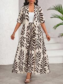 SHEIN Lady 女士夏季套装 优雅女士套装 女士套装 - 杏色 - 查看 6