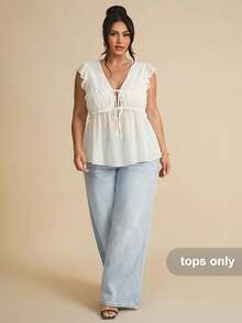 SHEIN BAE 1pc Women's Linen Sleeveless Casual Shirt With Button Decor, Suitable For Brunch, Outgoing, Date, Commute, Cruise Outfits - White - View 2
