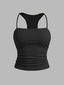 Franclia Blusa de unicolor casual y versátil para uso diario - Negro - Ver 3